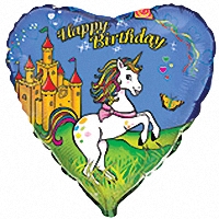 FM с рисунком 18" Сердце 201612 Единорог HB фольга